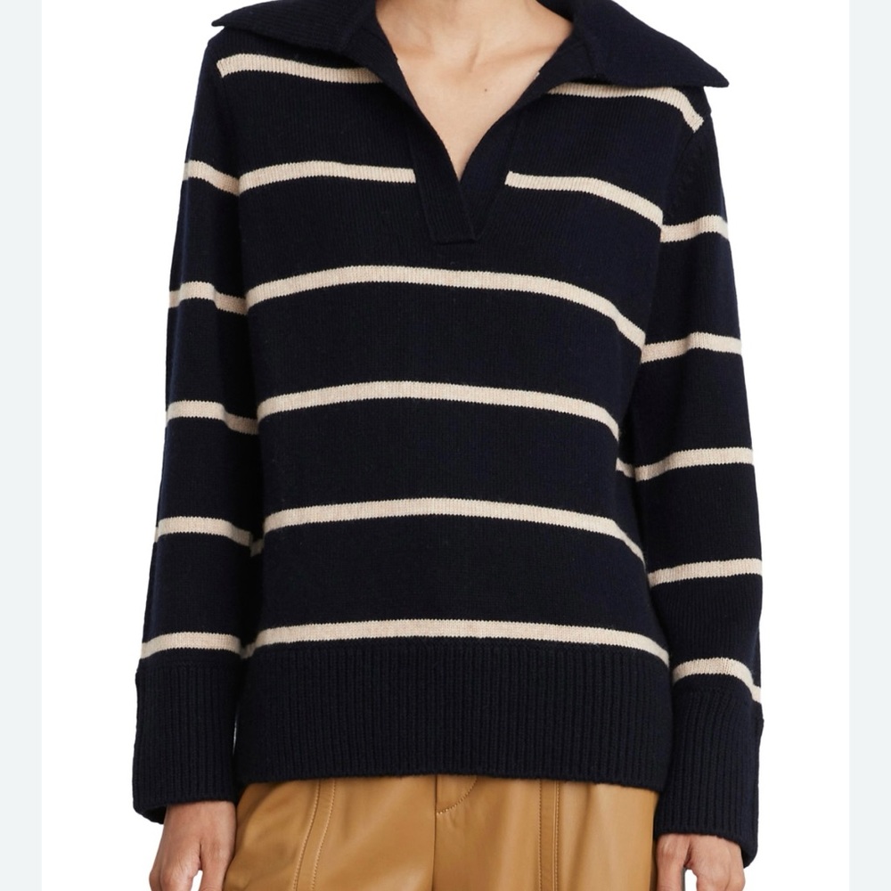 Vince Black and Cream Striped Sweater